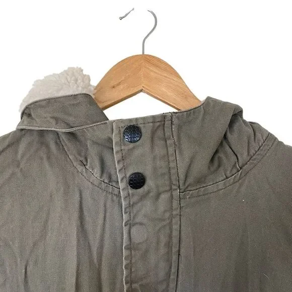 GLobe United by Fate zip up army green fleece hood coat draw string bottom XL